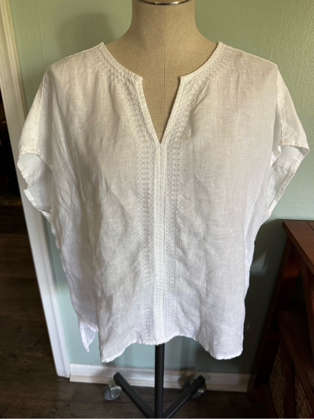 House of Harlow 1960 Women’s White 100% Linen Bohemian Top Size Large